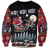 Skeleton Santa Claus Sweatshirt Santa Is Coming Ho Ho Ho - Wonder Print Shop