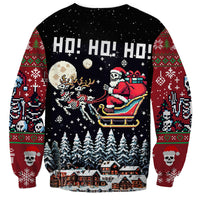 Skeleton Santa Claus Sweatshirt Santa Is Coming Ho Ho Ho - Wonder Print Shop