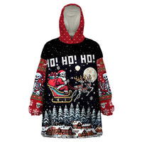Skeleton Santa Claus Wearable Blanket Hoodie Santa Is Coming Ho Ho Ho - Wonder Print Shop