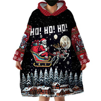 Skeleton Santa Claus Wearable Blanket Hoodie Santa Is Coming Ho Ho Ho - Wonder Print Shop
