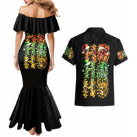 Sugar Skull Santa Couples Matching Mermaid Dress and Hawaiian Shirt Sugar Skull Ho Ho Ho - Wonder Print Shop