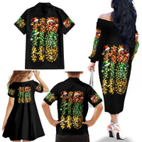 Sugar Skull Santa Family Matching Off Shoulder Long Sleeve Dress and Hawaiian Shirt Sugar Skull Ho Ho Ho - Wonder Print Shop