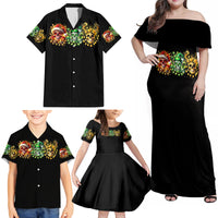 Sugar Skull Santa Family Matching Off Shoulder Maxi Dress and Hawaiian Shirt Sugar Skull Ho Ho Ho - Wonder Print Shop
