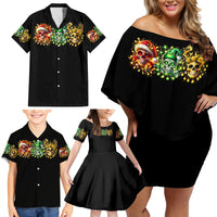 Sugar Skull Santa Family Matching Off Shoulder Short Dress and Hawaiian Shirt Sugar Skull Ho Ho Ho - Wonder Print Shop