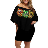 Sugar Skull Santa Family Matching Off Shoulder Short Dress and Hawaiian Shirt Sugar Skull Ho Ho Ho - Wonder Print Shop