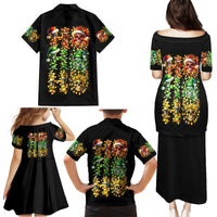 Sugar Skull Santa Family Matching Puletasi Dress and Hawaiian Shirt Sugar Skull Ho Ho Ho - Wonder Print Shop