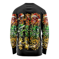 Sugar Skull Santa Long Sleeve Shirt Sugar Skull Ho Ho Ho - Wonder Print Shop