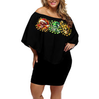 Sugar Skull Santa Off Shoulder Short Dress Sugar Skull Ho Ho Ho - Wonder Print Shop