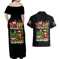 Skeleton Santa Claus Couples Matching Off Shoulder Maxi Dress and Hawaiian Shirt Sugar Santa Claus Ho Ho Ho - Wonder Print Shop