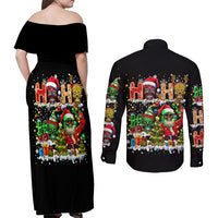 Skeleton Santa Claus Couples Matching Off Shoulder Maxi Dress and Long Sleeve Button Shirt Sugar Santa Claus Ho Ho Ho - Wonder Print Shop