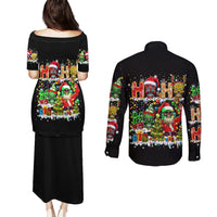 Skeleton Santa Claus Couples Matching Puletasi Dress and Long Sleeve Button Shirt Sugar Santa Claus Ho Ho Ho - Wonder Print Shop
