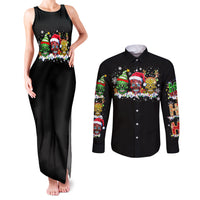 Skeleton Santa Claus Couples Matching Tank Maxi Dress and Long Sleeve Button Shirt Sugar Santa Claus Ho Ho Ho - Wonder Print Shop