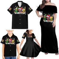 Skeleton Santa Claus Family Matching Off Shoulder Maxi Dress and Hawaiian Shirt Sugar Santa Claus Ho Ho Ho - Wonder Print Shop