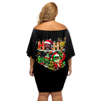 Skeleton Santa Claus Family Matching Off Shoulder Short Dress and Hawaiian Shirt Sugar Santa Claus Ho Ho Ho - Wonder Print Shop