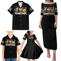 Skeleton Santa Claus Family Matching Puletasi Dress and Hawaiian Shirt Sugar Santa Claus Ho Ho Ho - Wonder Print Shop