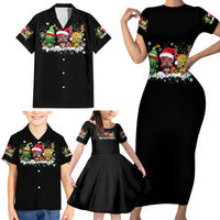 Skeleton Santa Claus Family Matching Short Sleeve Bodycon Dress and Hawaiian Shirt Sugar Santa Claus Ho Ho Ho - Wonder Print Shop
