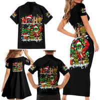 Skeleton Santa Claus Family Matching Short Sleeve Bodycon Dress and Hawaiian Shirt Sugar Santa Claus Ho Ho Ho - Wonder Print Shop