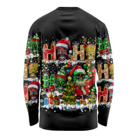 Skeleton Santa Claus Long Sleeve Shirt Sugar Santa Claus Ho Ho Ho - Wonder Print Shop