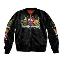 Skeleton Santa Claus Sleeve Zip Bomber Jacket Sugar Santa Claus Ho Ho Ho - Wonder Print Shop