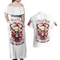 Skull Santa Claus Couples Matching Off Shoulder Maxi Dress and Hawaiian Shirt I Heard Santa On The Roof So I Turned On Fireplace - Wonder Print Shop