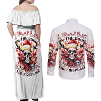 Skull Santa Claus Couples Matching Off Shoulder Maxi Dress and Long Sleeve Button Shirt I Heard Santa On The Roof So I Turned On Fireplace - Wonder Print Shop