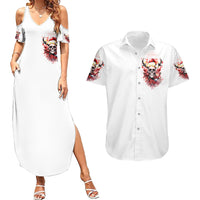 Skull Santa Claus Couples Matching Summer Maxi Dress and Hawaiian Shirt I Heard Santa On The Roof So I Turned On Fireplace - Wonder Print Shop
