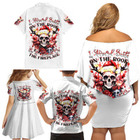 Skull Santa Claus Family Matching Off Shoulder Short Dress and Hawaiian Shirt I Heard Santa On The Roof So I Turned On Fireplace - Wonder Print Shop