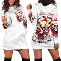 Skull Santa Claus Hoodie Dress I Heard Santa On The Roof So I Turned On Fireplace - Wonder Print Shop