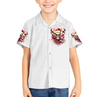 Skull Santa Claus Kid Hawaiian Shirt I Heard Santa On The Roof So I Turned On Fireplace - Wonder Print Shop