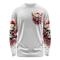 Skull Santa Claus Long Sleeve Shirt I Heard Santa On The Roof So I Turned On Fireplace - Wonder Print Shop