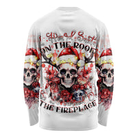 Skull Santa Claus Long Sleeve Shirt I Heard Santa On The Roof So I Turned On Fireplace - Wonder Print Shop
