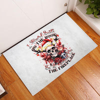 Skull Santa Claus Rubber Doormat I Heard Santa On The Roof So I Turned On Fireplace - Wonder Print Shop