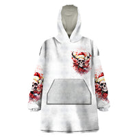 Skull Santa Claus Wearable Blanket Hoodie I Heard Santa On The Roof So I Turned On Fireplace - Wonder Print Shop