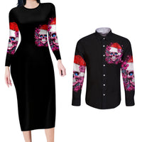 Skull Santa Claus Couples Matching Long Sleeve Bodycon Dress and Long Sleeve Button Shirt I'm So Good Santa Came Juice - Wonder Print Shop