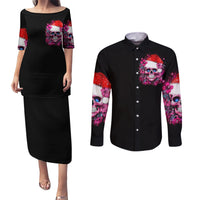Skull Santa Claus Couples Matching Puletasi Dress and Long Sleeve Button Shirt I'm So Good Santa Came Juice - Wonder Print Shop