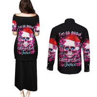 Skull Santa Claus Couples Matching Puletasi Dress and Long Sleeve Button Shirt I'm So Good Santa Came Juice - Wonder Print Shop