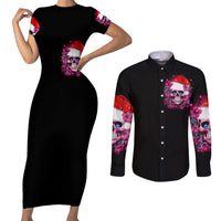 Skull Santa Claus Couples Matching Short Sleeve Bodycon Dress and Long Sleeve Button Shirt I'm So Good Santa Came Juice - Wonder Print Shop