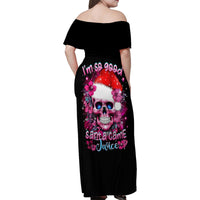 Skull Santa Claus Family Matching Off Shoulder Maxi Dress and Hawaiian Shirt I'm So Good Santa Came Juice - Wonder Print Shop