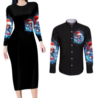 Skull Santa Girl Couples Matching Long Sleeve Bodycon Dress and Long Sleeve Button Shirt Iam A Sweet Girl But If You Piss Me Off, I Alway Full Of Crazy - Wonder Print Shop