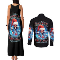 Skull Santa Girl Couples Matching Tank Maxi Dress and Long Sleeve Button Shirt Iam A Sweet Girl But If You Piss Me Off, I Alway Full Of Crazy - Wonder Print Shop