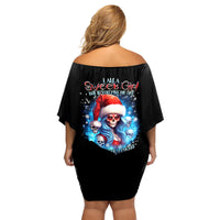 Skull Santa Girl Family Matching Off Shoulder Short Dress and Hawaiian Shirt Iam A Sweet Girl But If You Piss Me Off, I Alway Full Of Crazy - Wonder Print Shop
