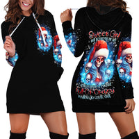 Skull Santa Girl Hoodie Dress Iam A Sweet Girl But If You Piss Me Off, I Alway Full Of Crazy - Wonder Print Shop