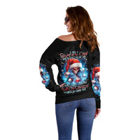 Skull Santa Girl Off Shoulder Sweater Iam A Sweet Girl But If You Piss Me Off, I Alway Full Of Crazy - Wonder Print Shop