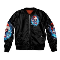 Skull Santa Girl Sleeve Zip Bomber Jacket Iam A Sweet Girl But If You Piss Me Off, I Alway Full Of Crazy - Wonder Print Shop