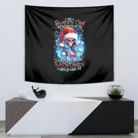 Skull Santa Girl Tapestry Iam A Sweet Girl But If You Piss Me Off, I Alway Full Of Crazy - Wonder Print Shop