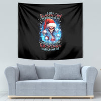 Skull Santa Girl Tapestry Iam A Sweet Girl But If You Piss Me Off, I Alway Full Of Crazy - Wonder Print Shop