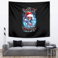 Skull Santa Girl Tapestry Iam A Sweet Girl But If You Piss Me Off, I Alway Full Of Crazy - Wonder Print Shop