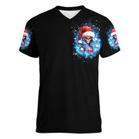 Skull Santa Girl Women V Neck T Shirt Iam A Sweet Girl But If You Piss Me Off, I Alway Full Of Crazy - Wonder Print Shop