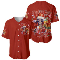 Skeleton Santa Claus Baseball Jersey I'm Just Here For The Ho Ho Ho - Wonder Print Shop