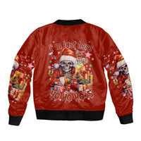 Skeleton Santa Claus Bomber Jacket I'm Just Here For The Ho Ho Ho - Wonder Print Shop
